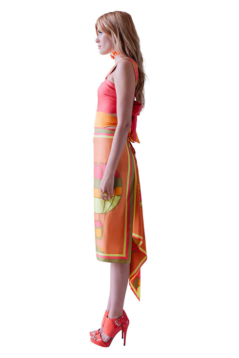 Ebony "Summer Sky" Silk Scarf Dress
